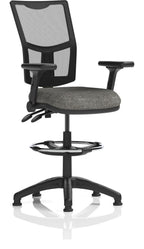 Eclipse Plus II Medium Mesh Back Task Operator Chair, charcoal fabric, with draughtsman kit, height adjustable folding arms