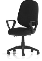 Eclipse Plus II Medium Back Fabric Task Operator Chair, black fabric, loop arms, another view 2