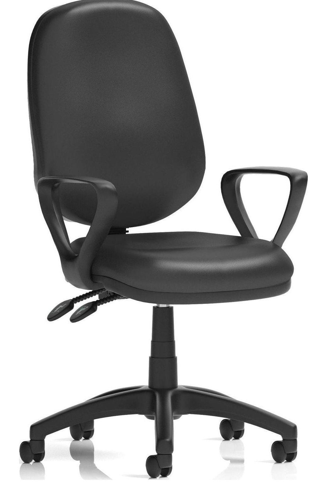 Eclipse Plus II Medium Back Leather Task Operator Chair, black bonded leather, loop arms