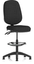 Eclipse Plus II Fabric Task Operator Chair with Hi Rise Draughtsman Kit, black fabric, no arms