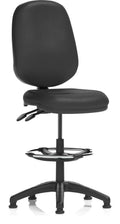 Eclipse Plus II Leather Task Operator Chair with Hi Rise Draughtsman Kit, black leather, no arms