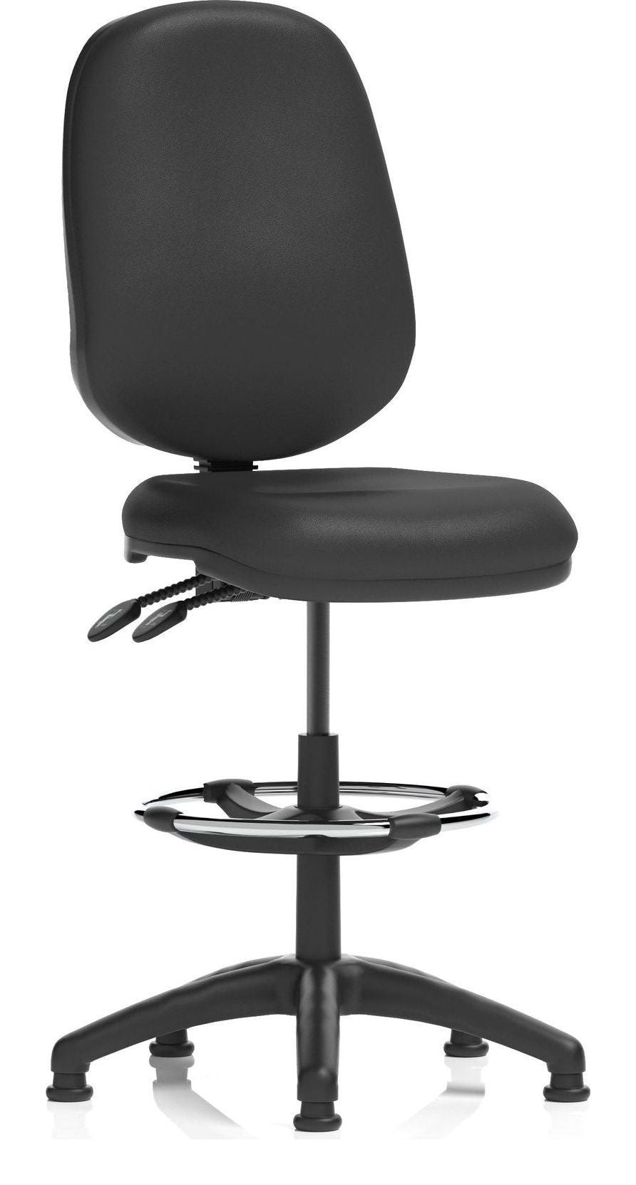 Eclipse Plus II Leather Task Operator Chair with Hi Rise Draughtsman Kit, black leather, no arms