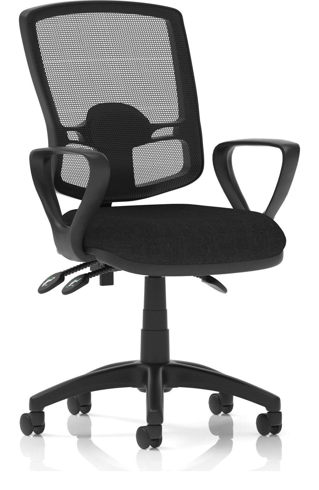 Eclipse Plus III Deluxe Medium Mesh Back Task Operator Chair, black fabric, loop arms