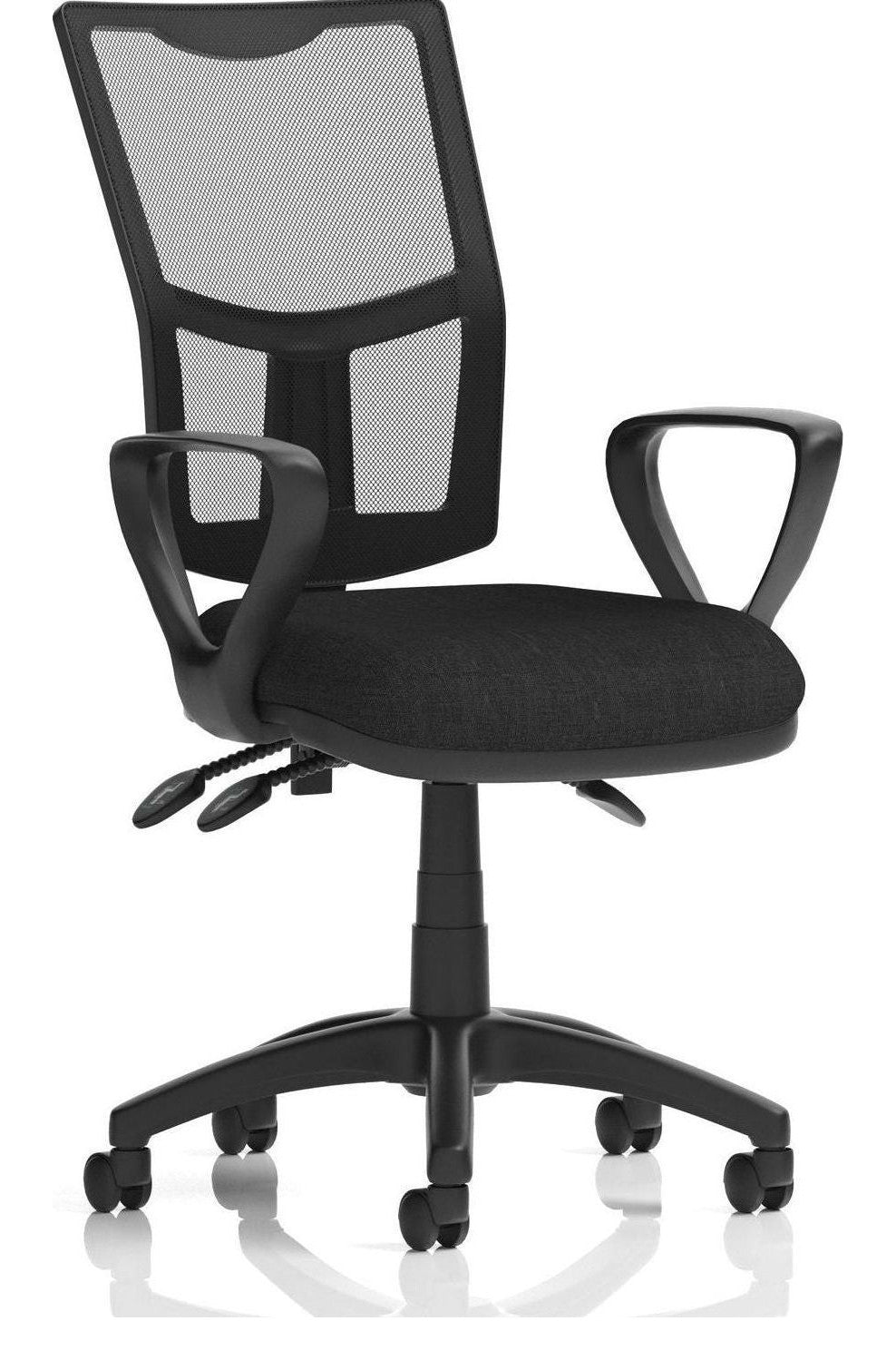 Eclipse Plus III Medium Mesh Back Task Operator Chair, black fabric, loop arms