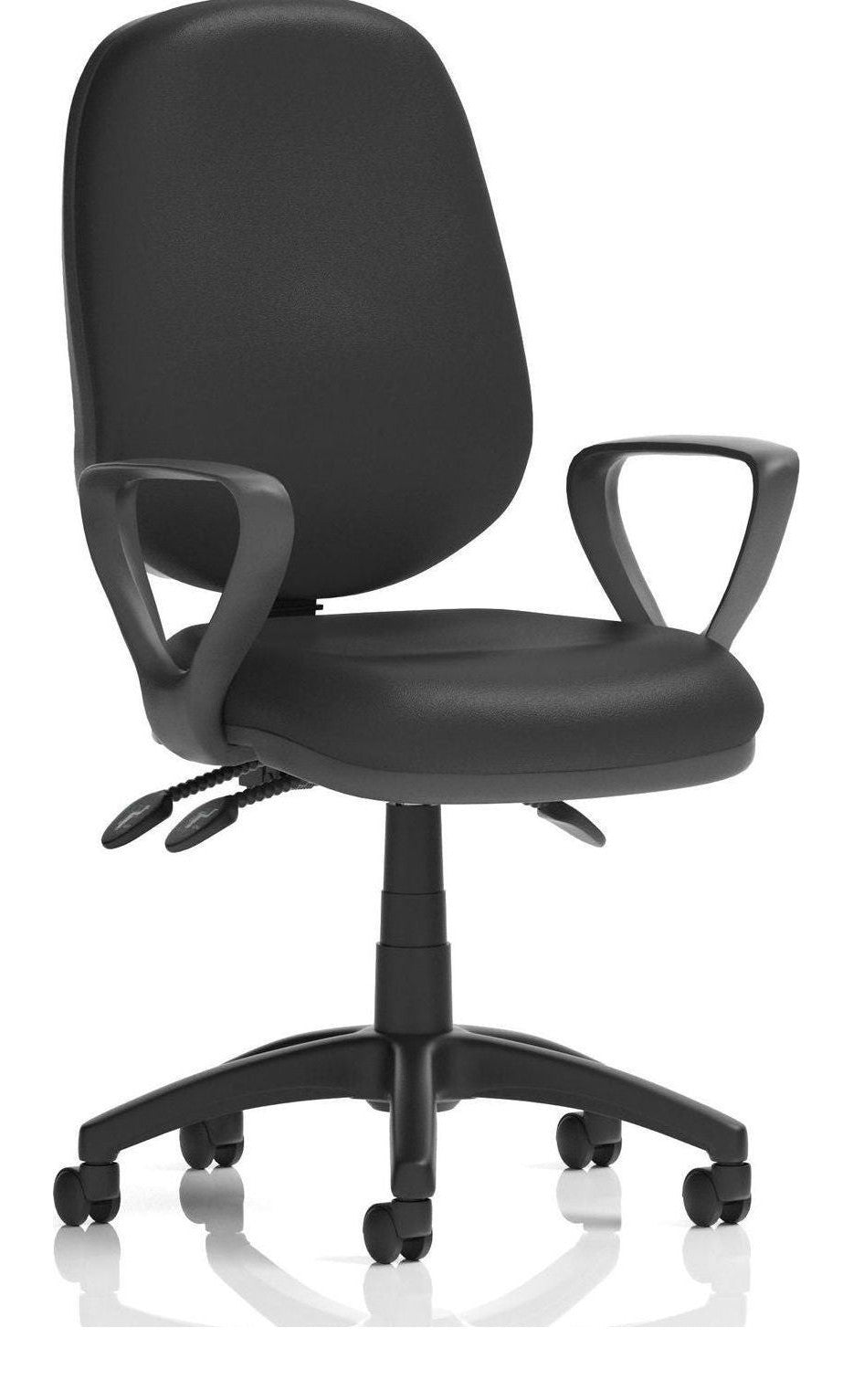 Eclipse Plus III Medium Back Leather Task Operator Chair, black leather, loop arms