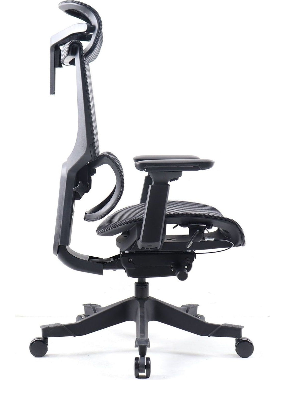 Elise Ergonomic Mesh Chair in black from the side