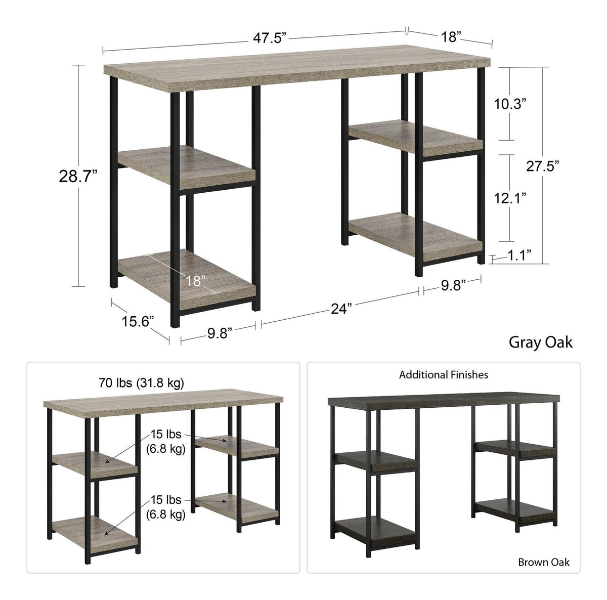 Elmwood Double Pedestal Desk, view 3