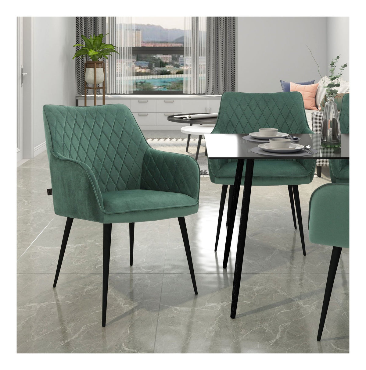Elvira Dining Chair In Velvet (Pack Of 2), view 11
