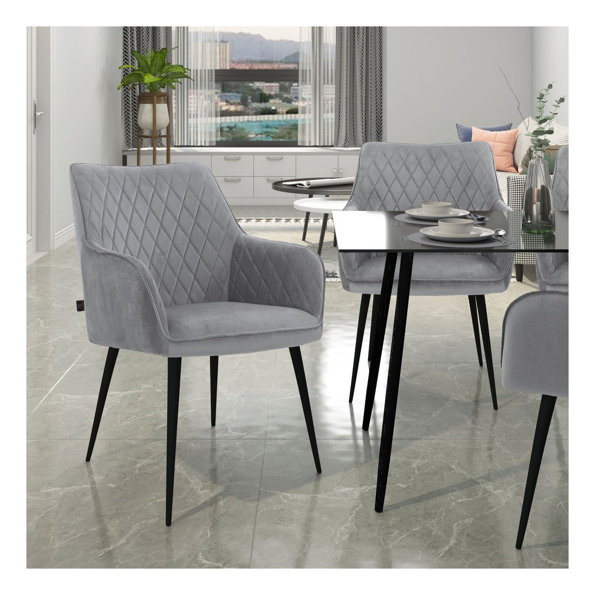 Elvira Dining Chair In Velvet (Pack Of 2), view 20