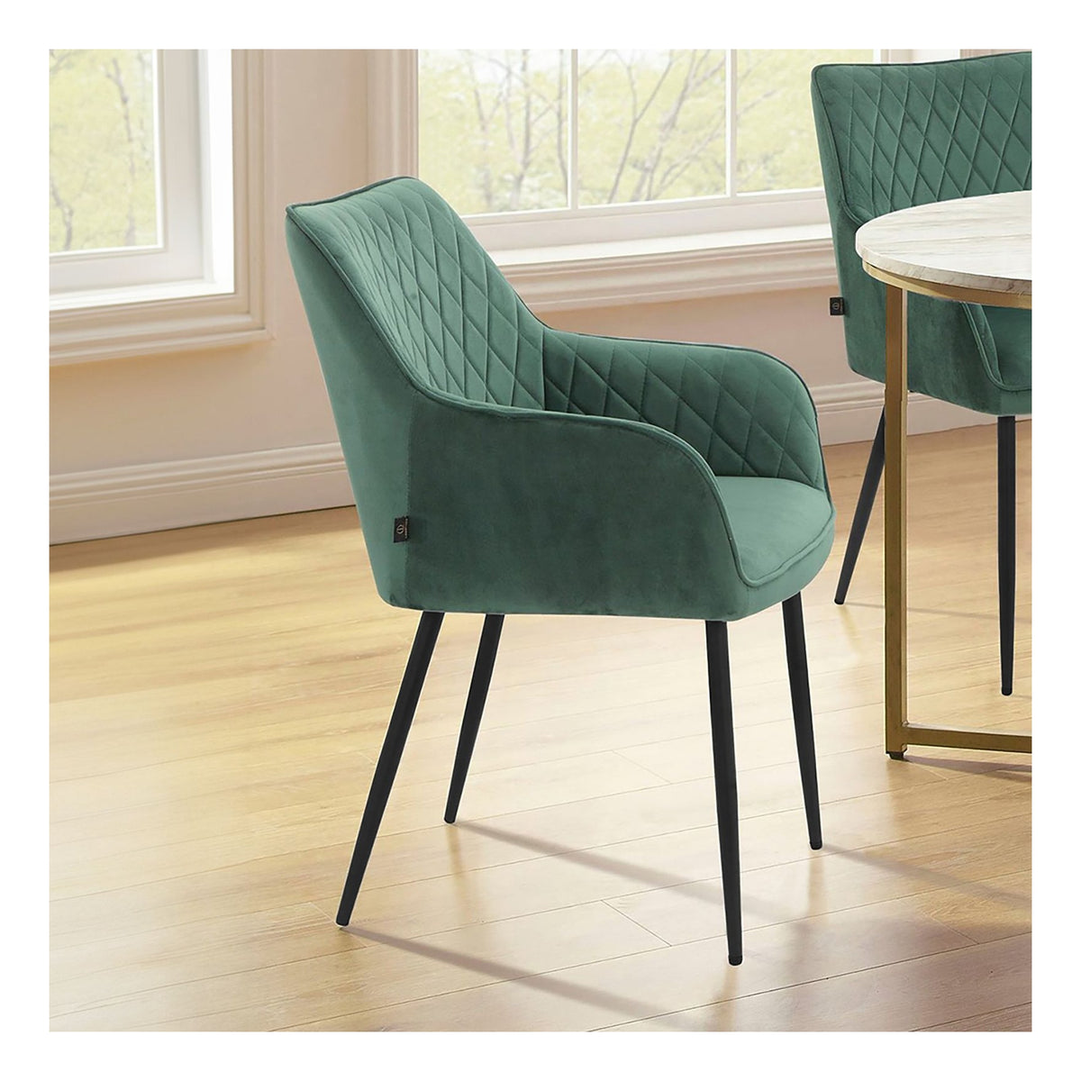 Elvira Dining Chair In Velvet (Pack Of 2), view 3