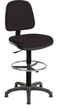Ergo Blaster Draughtsman Chair in black, standard foot ring