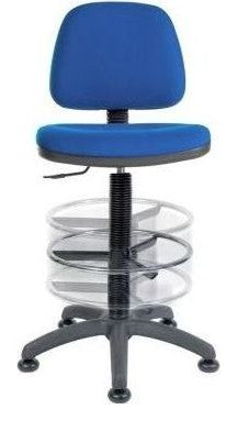 Ergo Blaster Draughtsman Chair in blue, deluxe foot ring, view 2