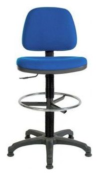 Ergo Blaster Draughtsman Chair in blue, standard foot ring, view 2