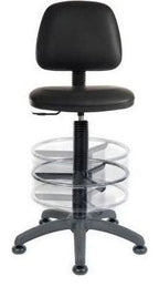 Ergo Blaster PU Draughtsman Chair in black, deluxe foot ring, view 2