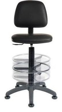 Ergo Blaster PU Draughtsman Chair in black, deluxe foot ring, view 2