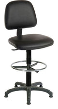 Ergo Blaster PU Draughtsman Chair in black, standard foot ring