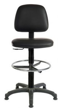 Ergo Blaster PU Draughtsman Chair in black, standard foot ring, view 2
