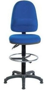 Ergo Twin Draughtsman Chair in blue, standard foot ring, view 2