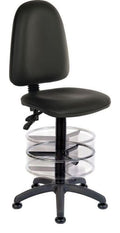 Ergo Twin PU Draughtsman Chair in black, deluxe foot ring