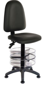 Ergo Twin PU Draughtsman Chair in black, deluxe foot ring