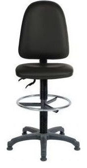 Ergo Twin PU Draughtsman Chair in black, standard foot ring, view 2