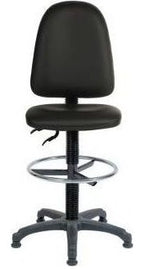 Ergo Twin PU Draughtsman Chair in black, standard foot ring, view 2
