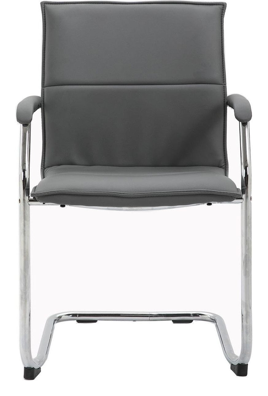 Essen Leather Stacking Visitor Chair in grey from the front