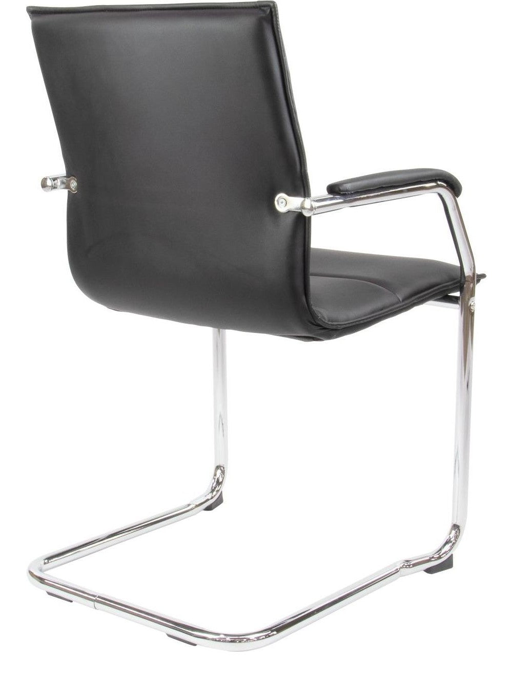 Essen Leather Stacking Visitor Chair in black from the back
