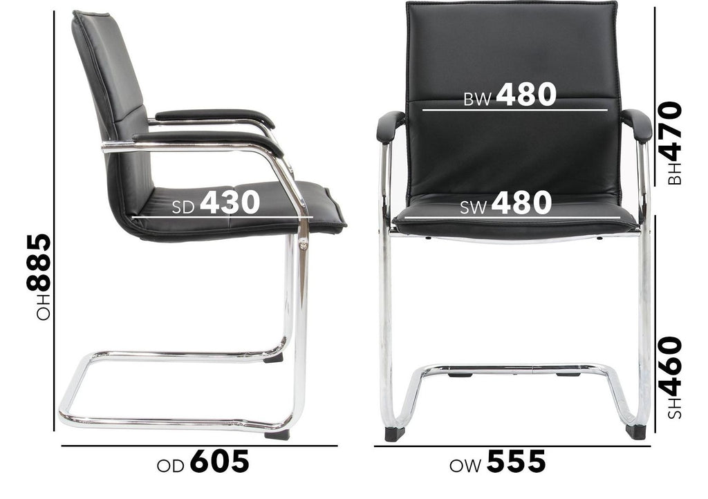 Essen Leather Stacking Visitor Chair dimensions