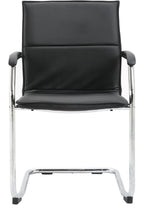 Essen Leather Stacking Visitor Chair in black from the front