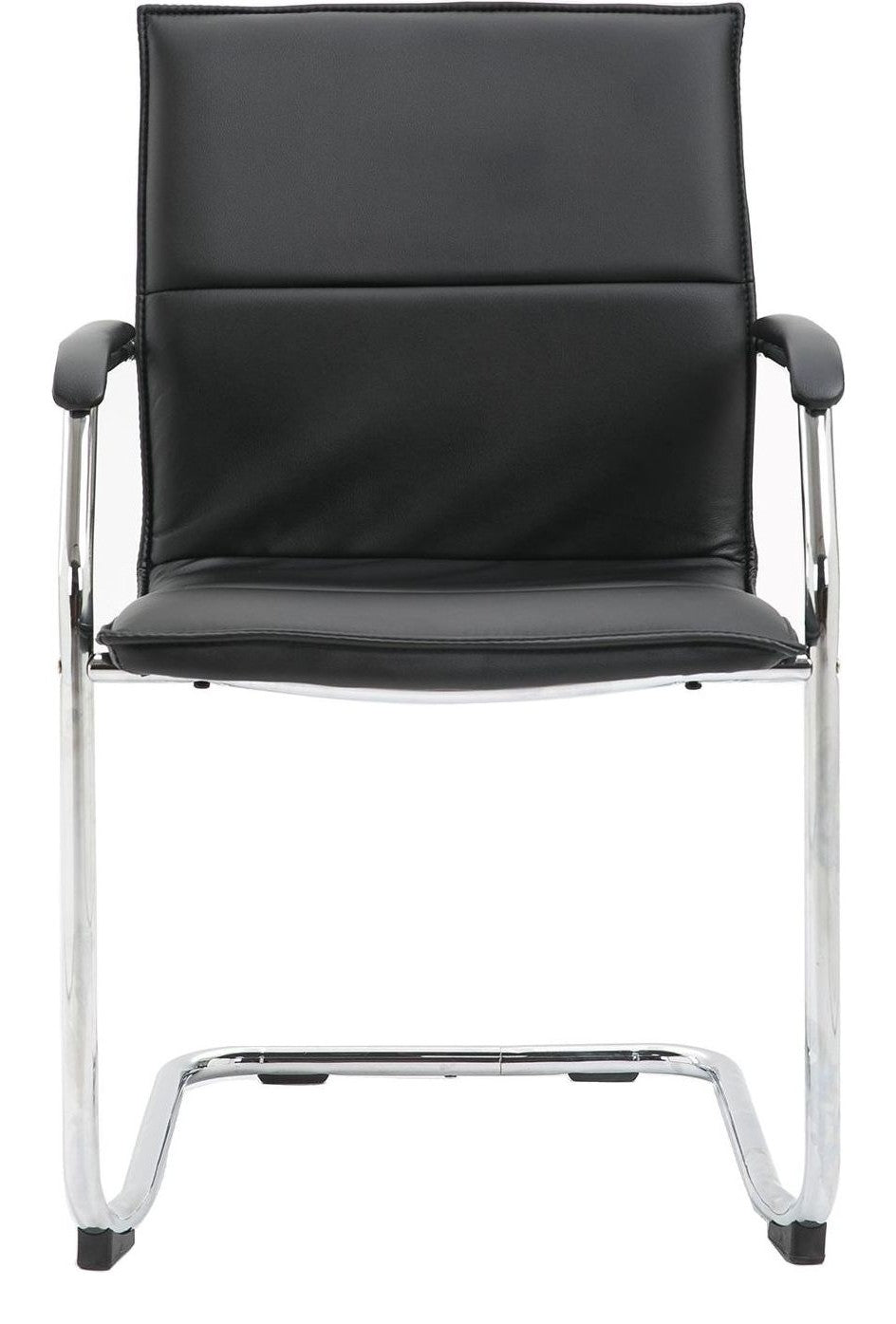 Essen Leather Stacking Visitor Chair in black from the front