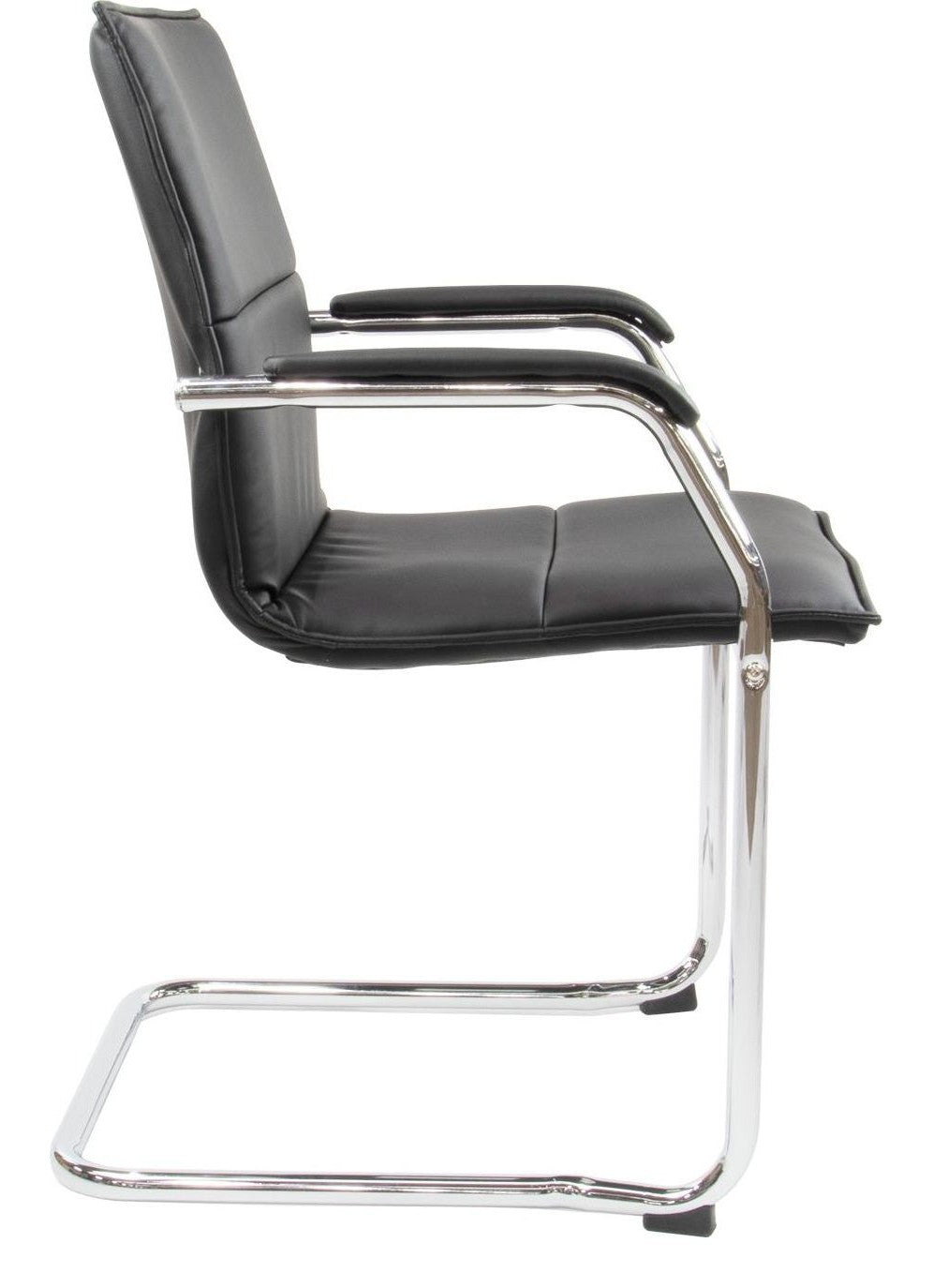 Essen Leather Stacking Visitor Chair in black from the side