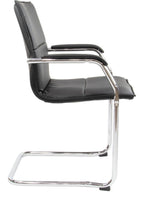Essen Leather Stacking Visitor Chair in black from the side