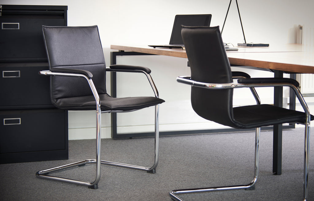 Essen Leather Stacking Visitor Chair in an office