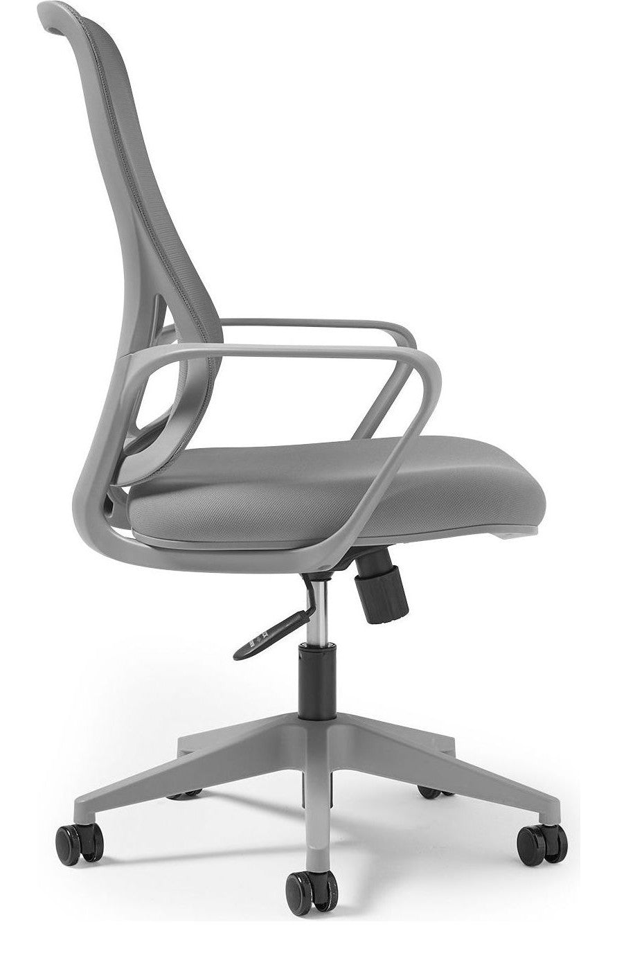 Eva Mesh Operator Chair in grey from the side