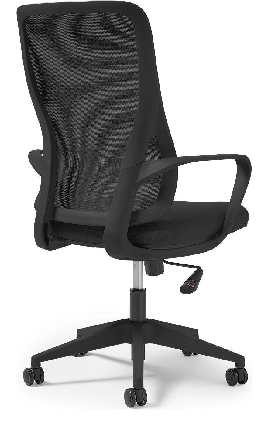Eva Mesh Operator Chair in black from the back