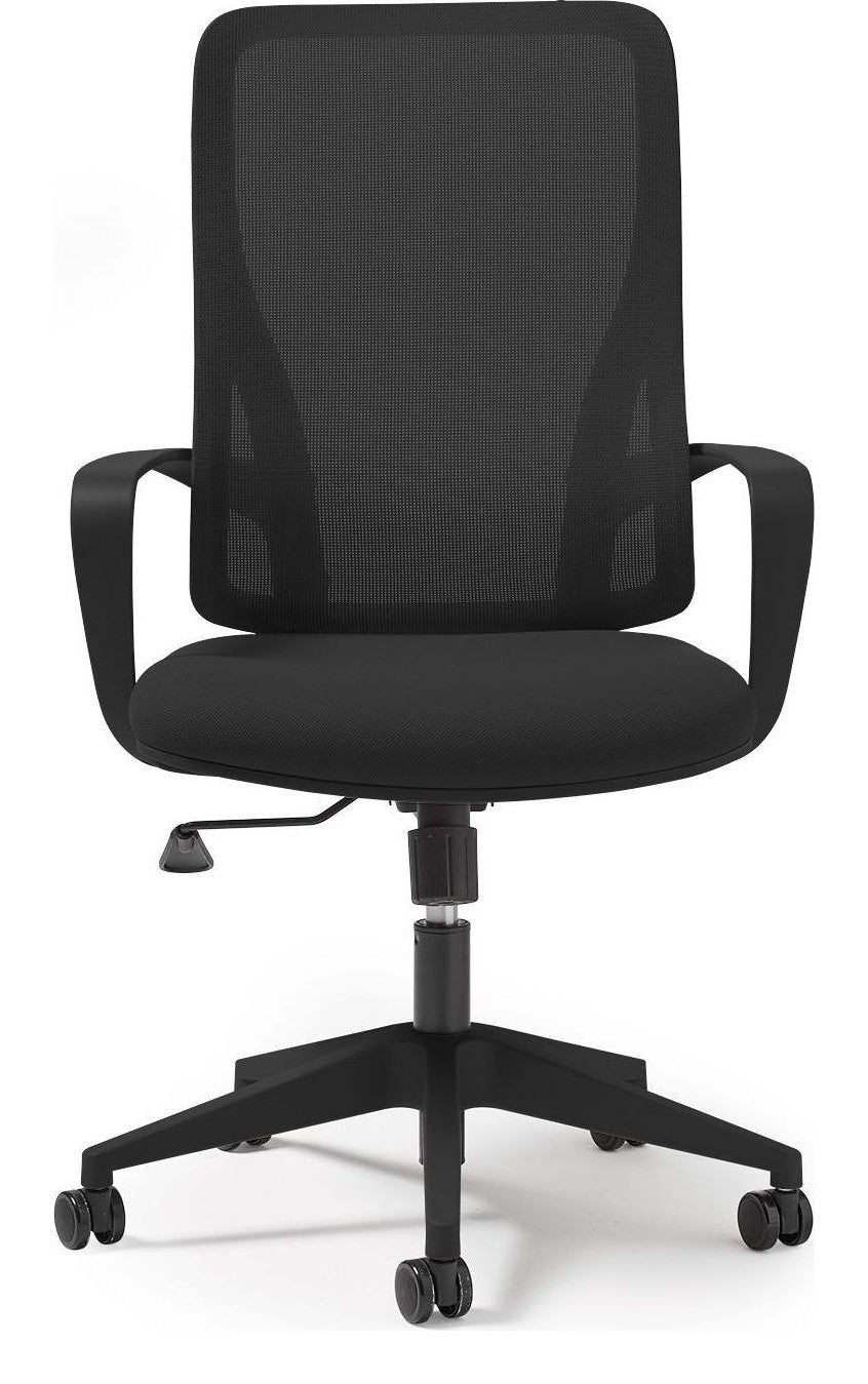 Eva Mesh Operator Chair in black from the front