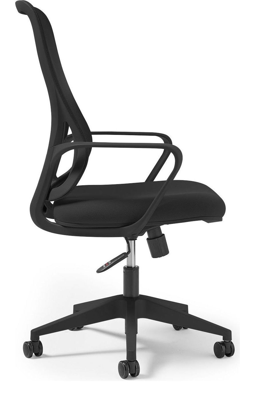 Eva Mesh Operator Chair in black from the side