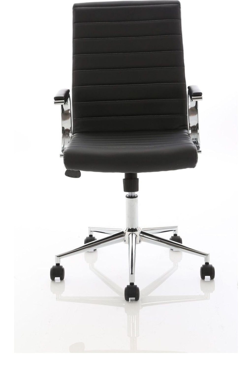 Ezra Medium Back Leather Executive Chair, black leather, castors, another view 1