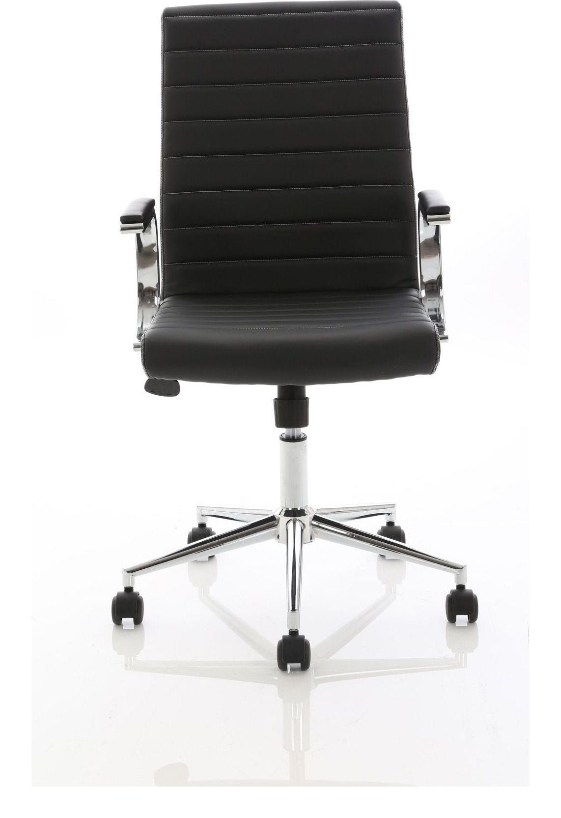 Ezra Medium Back Leather Executive Chair, black leather, castors, another view 1
