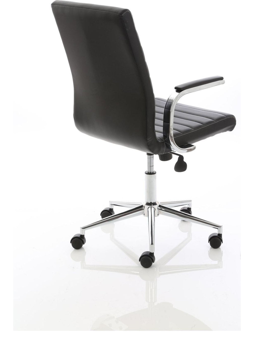 Ezra Medium Back Leather Executive Chair, black leather, castors, another view 6