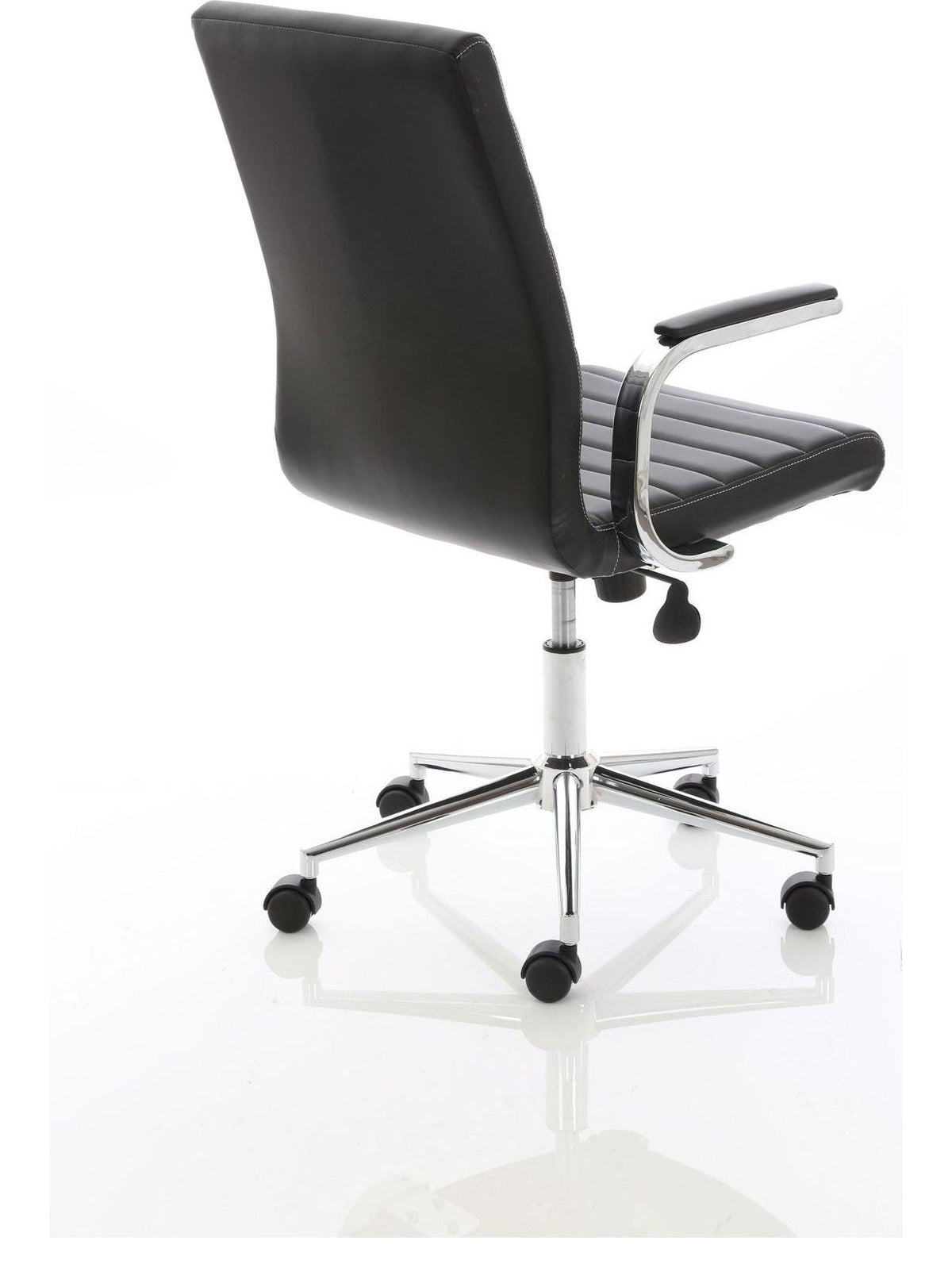 Ezra Medium Back Leather Executive Chair, black leather, castors, another view 6