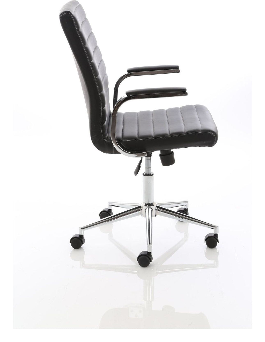 Ezra Medium Back Leather Executive Chair, black leather, castors, another view 7