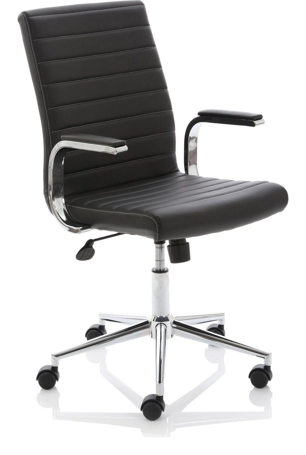 Ezra Medium Back Leather Executive Chair, black leather, castors