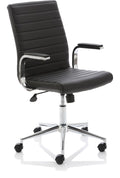 Ezra Medium Back Leather Executive Chair, black leather, castors