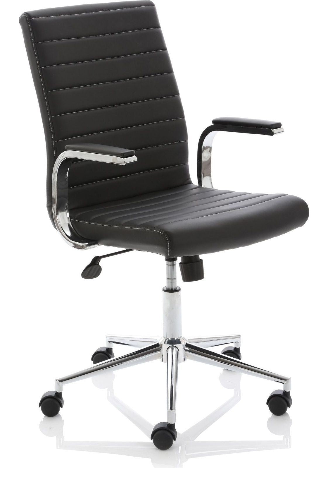 Ezra Medium Back Leather Executive Chair, black leather, castors