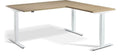 Apex Advance Corner Height Adjustable Desk, white frame, natural oak top