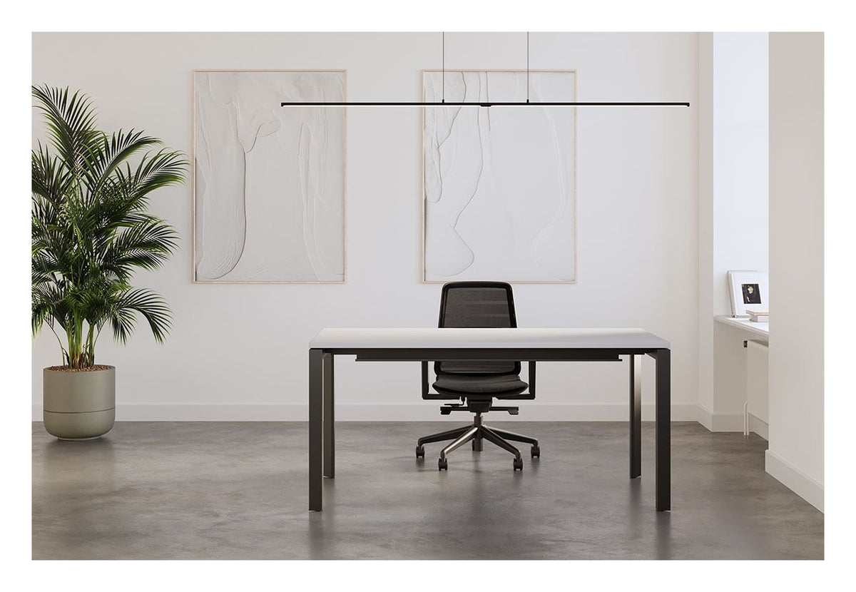 Apex Firmo 4 Person Bench Desk, in an office