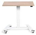 Apex Flex Mobile Height Adjustable Desk, white frame, natural oak top