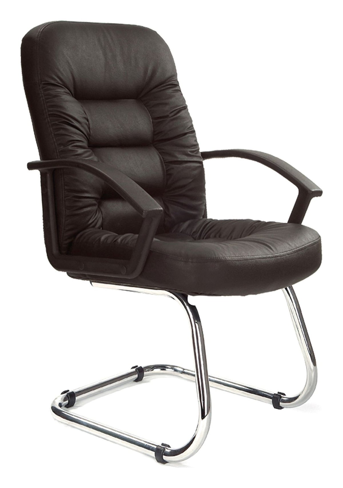 Fleet High Back Leather Cantilever Chair in black
